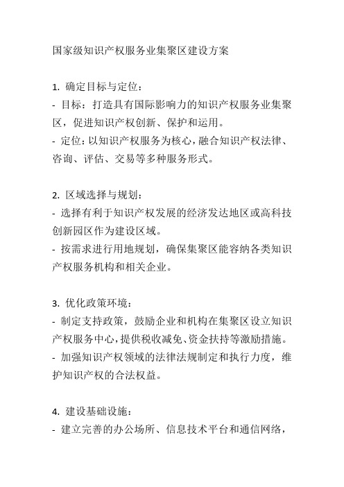 国家级知识产权服务业集聚区建设方案