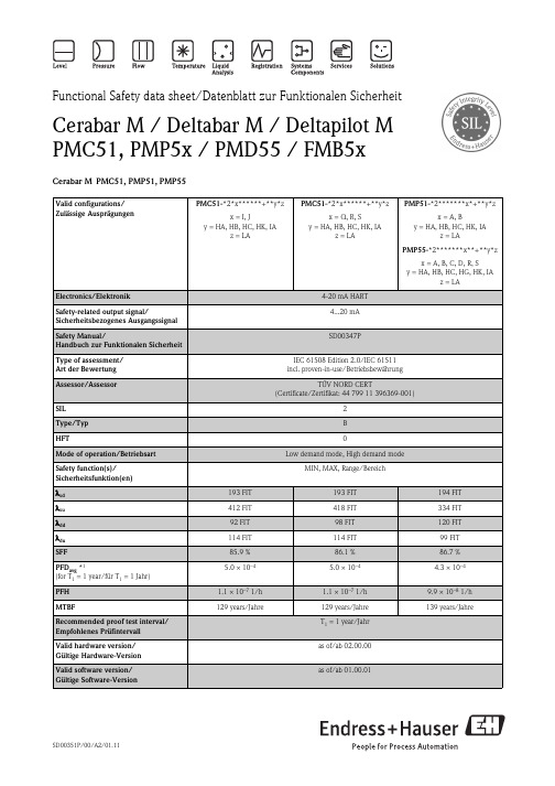 函数安全数据书-Cerabar M   Deltabar M   Deltapilot M PMC5