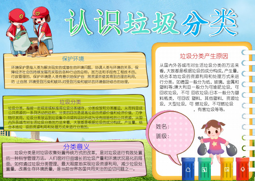 word电子小报手抄报模板卡通简约垃圾分类小报手抄报