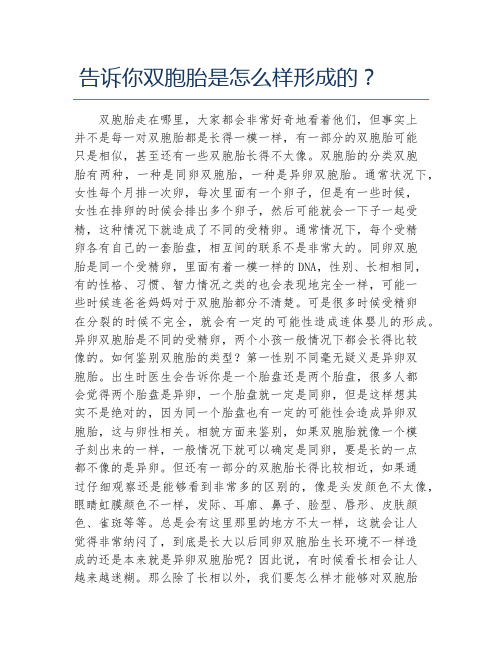 告诉你双胞胎是怎么样形成的？