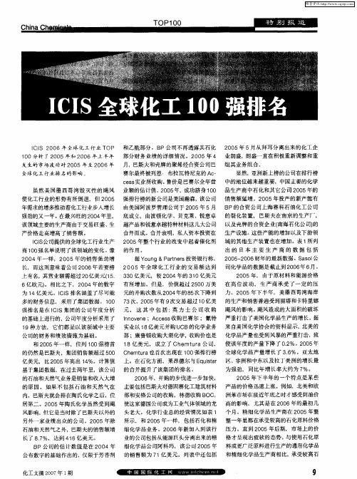 ICIS全球化工100强排名