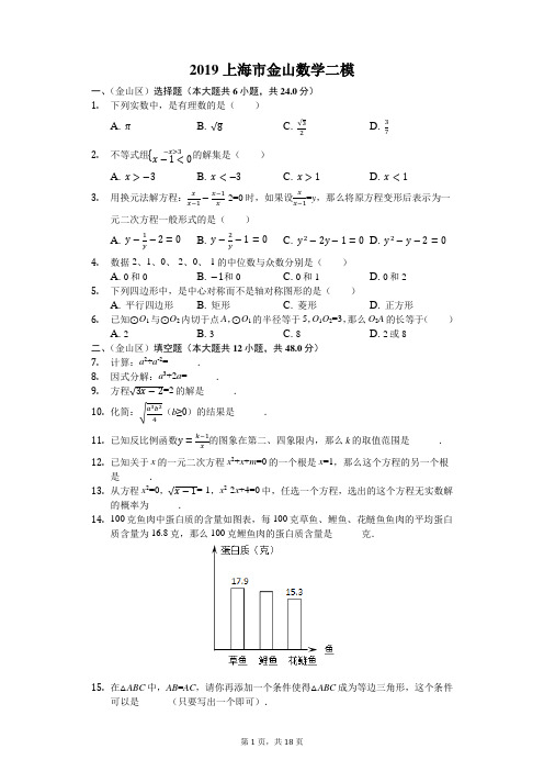 2019上海市金山数学二模