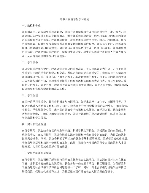 高中公派留学生学习计划