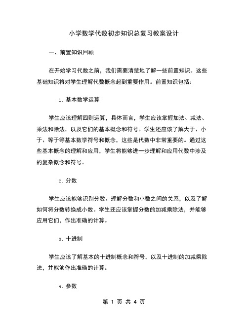 小学数学代数初步知识总复习教案设计