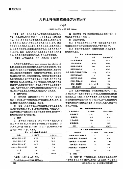 儿科上呼吸道感染处方用药分析