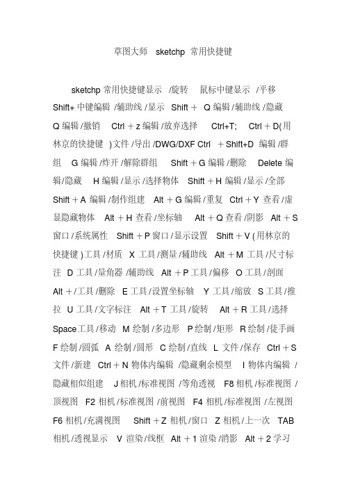 草图大师sketchp常用快捷键