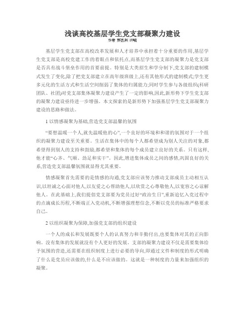 浅谈高校基层学生党支部凝聚力建设