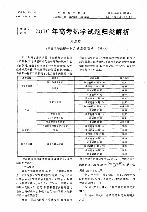 2010年高考热学试题归类解析