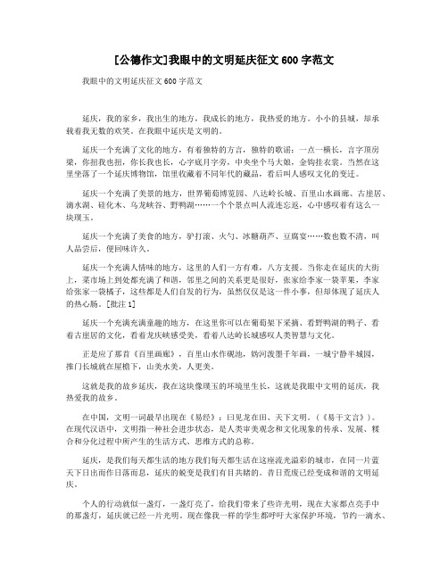 [公德作文]我眼中的文明延庆征文600字范文