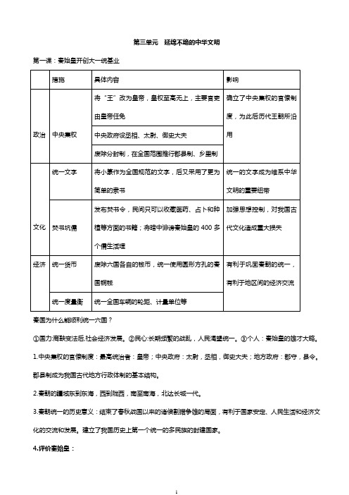 人教版八年级上册历史与社会第三单元系列知识点汇总