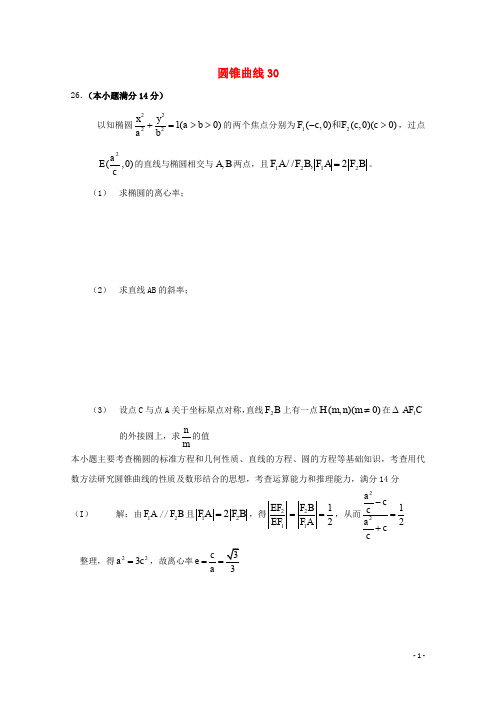 广东省广州市重点学校备战高考数学一轮复习 圆锥曲线试题精选30