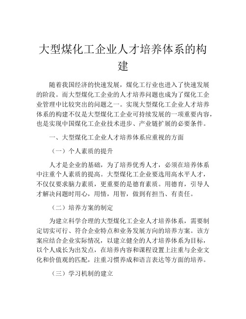 大型煤化工企业人才培养体系的构建