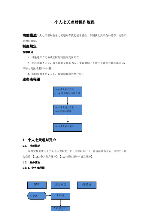 银行个人七天理财操作规程