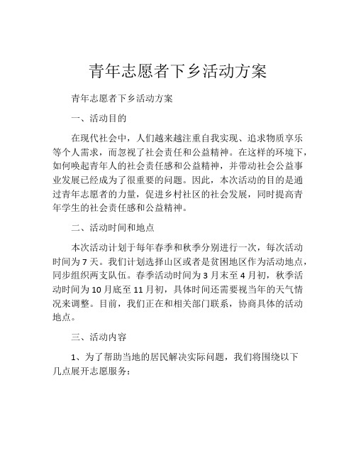 青年志愿者下乡活动方案