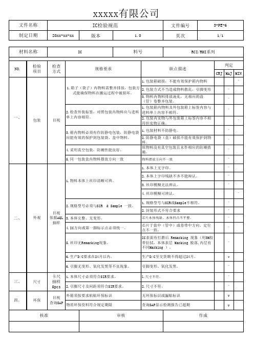 IC检验规范