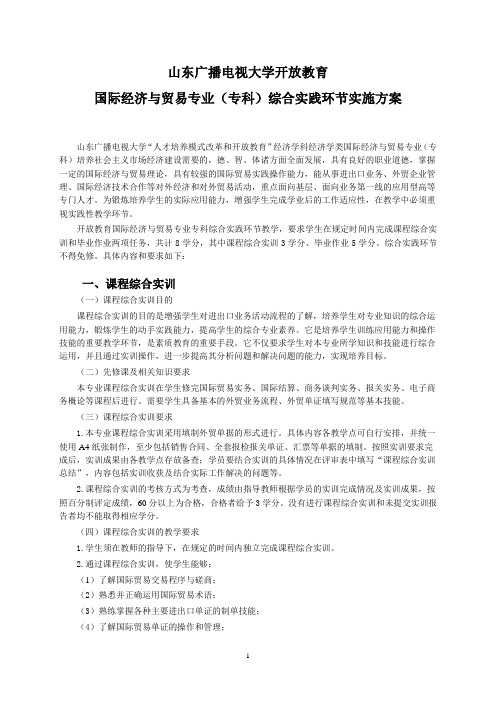 国际经济与贸易专业综合实践环节实施方案