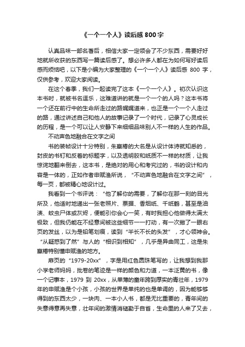 《一个一个人》读后感800字