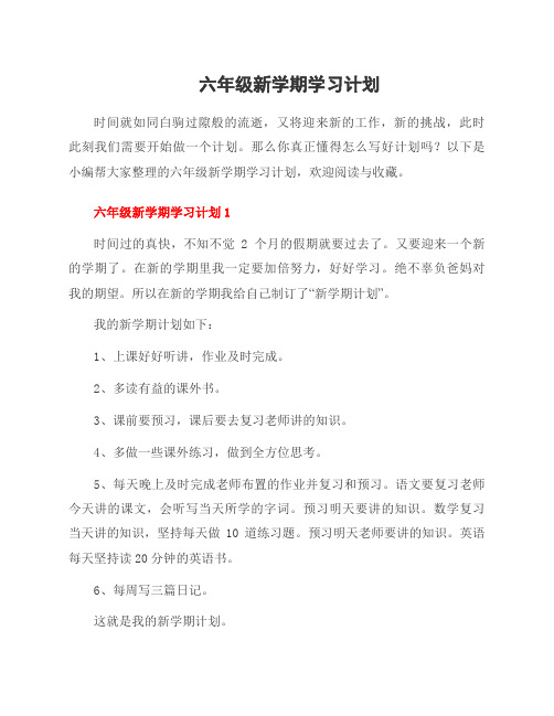 六年级新学期学习计划