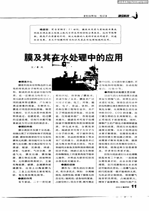 膜及其在水处理中的应用