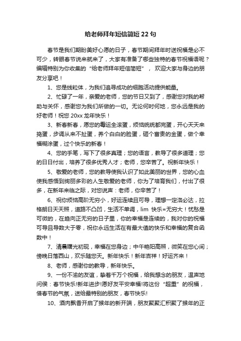 给老师拜年短信简短22句