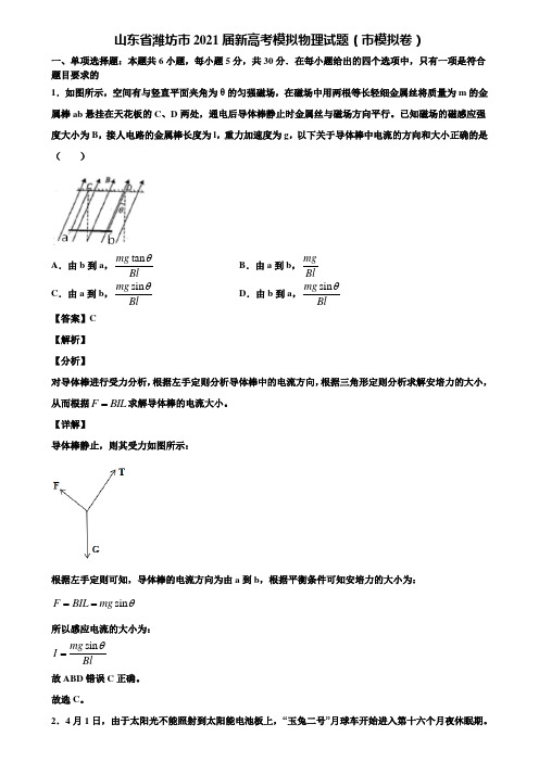 山东省潍坊市2021届新高考模拟物理试题(市模拟卷)含解析