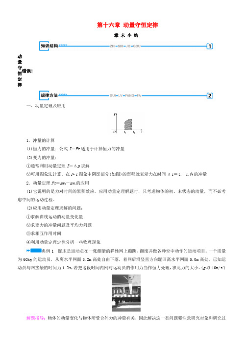 推荐2019高中物理第十六章动量守恒定律章末小结学案新人教版选修3