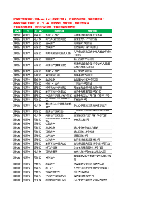 2020新版湖南省湘潭市房屋中介工商企业公司商家名录名单联系电话号码地址大全223家