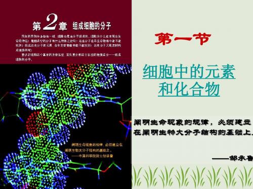 人教版高中生物必修一《2.1 细胞中的元素和化合物》公开课教学课件 (共18张PPT)