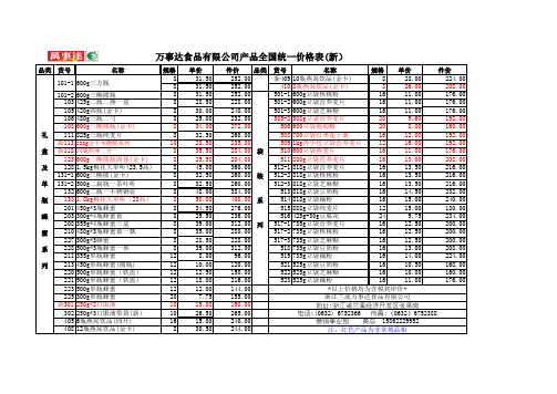 全国统一价格表(新)