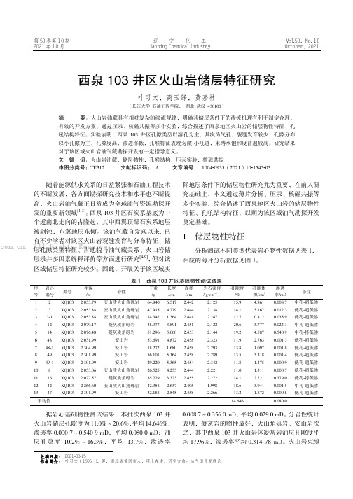 西泉103井区火山岩储层特征研究