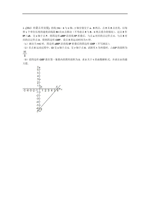 2.5一次函数与方程、不等式的关系(2015年)