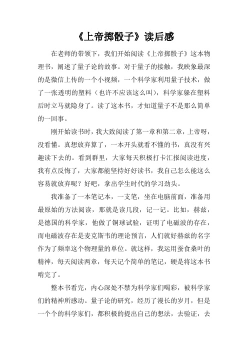 《上帝掷骰子》读后感