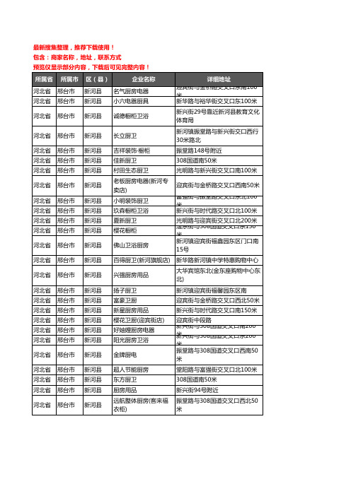 新版河北省邢台市新河县厨卫电器企业公司商家户名录单联系方式地址大全26家