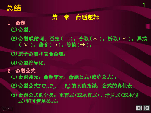 大连理工大学软件学院 离散数学 数理逻辑总结