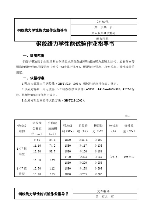 钢绞线力学性能试验作业指导书