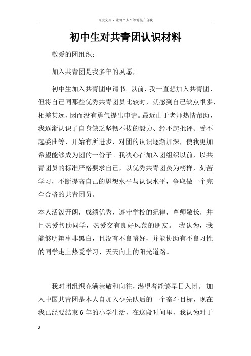 初中生对共青团认识材料