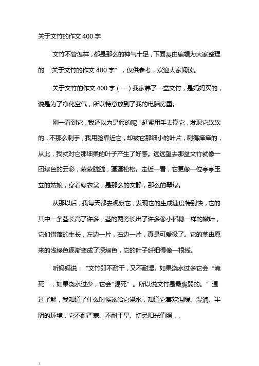 关于文竹的作文400字