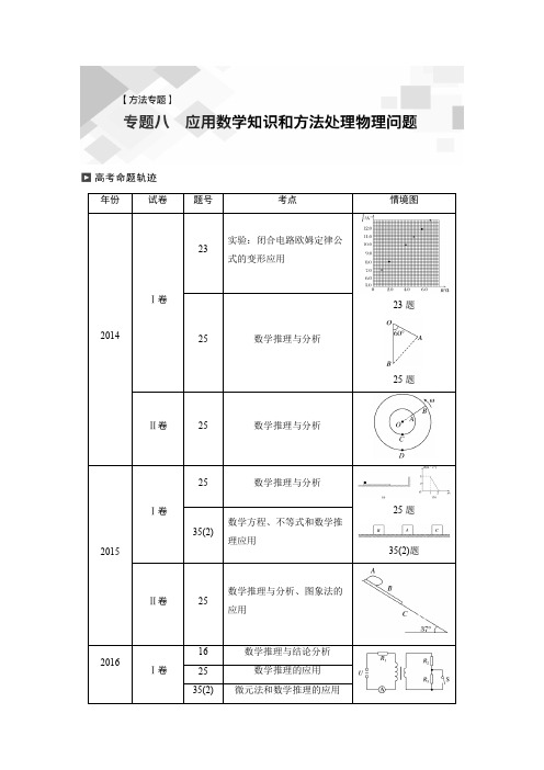 19届高考物理二轮复习讲义 专题8 应用数学知识与方法处理物理问题