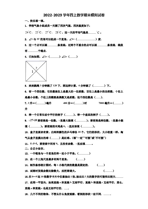 2023届重庆市丰都县数学四上期末教学质量检测模拟试题含解析