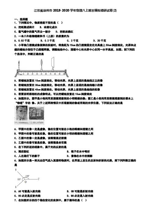 江苏省徐州市2019-2020学年物理八上期末模拟调研试卷(2)