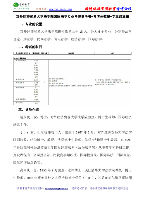 对外经济贸易大学法学院国际法学专业考博导师课件内部资料考试重点