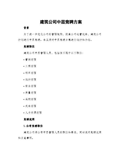 建筑公司中层竞聘方案