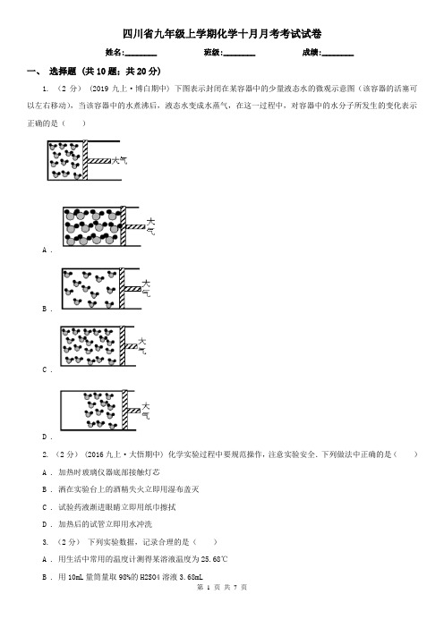 四川省九年级上学期化学十月月考考试试卷