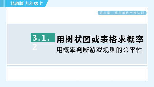 北师大版九年级上册数学第三章概率的进一步认识第一讲  用概率判断游戏规则的公平性