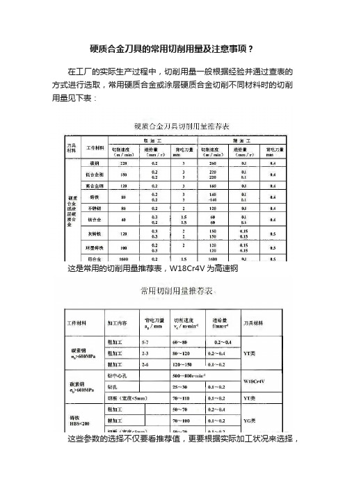 硬质合金刀具的常用切削用量及注意事项？