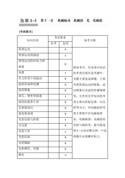 2022年高考物理总复习讲义：第11章 机械振动 机械波 光 电磁波