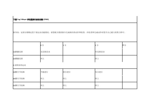 下肢Fug l-Meyer评定量表(运动功能) (FMA)