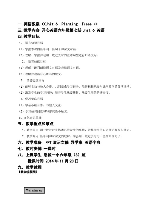 Unit 6 Planting trees (1) 开心英语六年级第七册Unit 6 英语