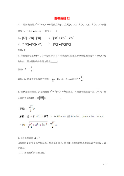 广东省广州市重点学校备战高考数学一轮复习圆锥曲线试题精选32