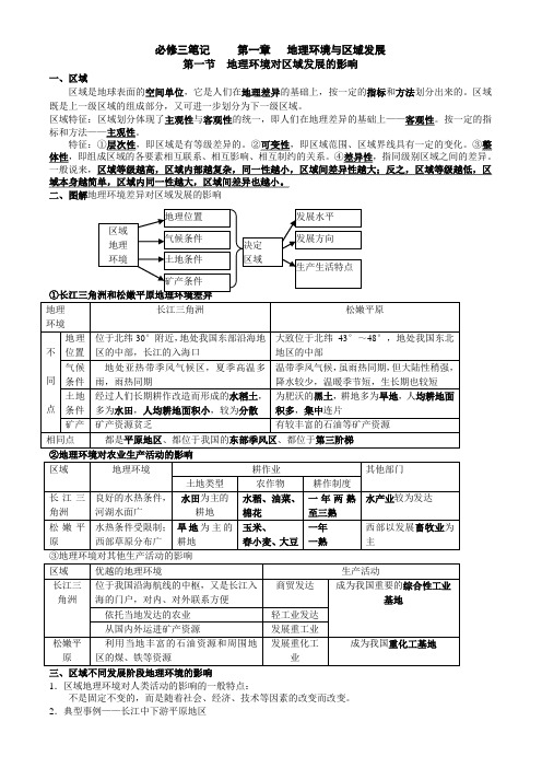 高中地理必修三笔记